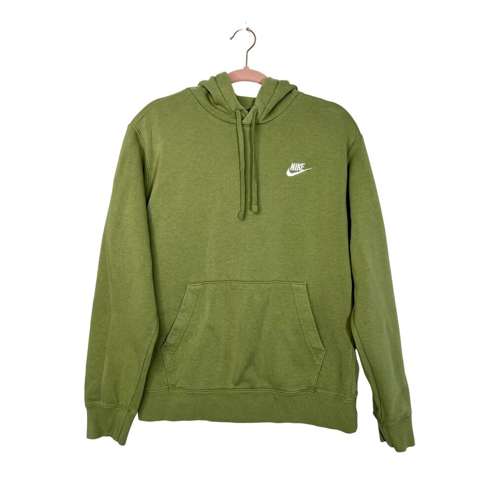 Nike Oil Green Sportswear Club Fleece Long Sleeve Front Pouch‎ Hoodie Size M
